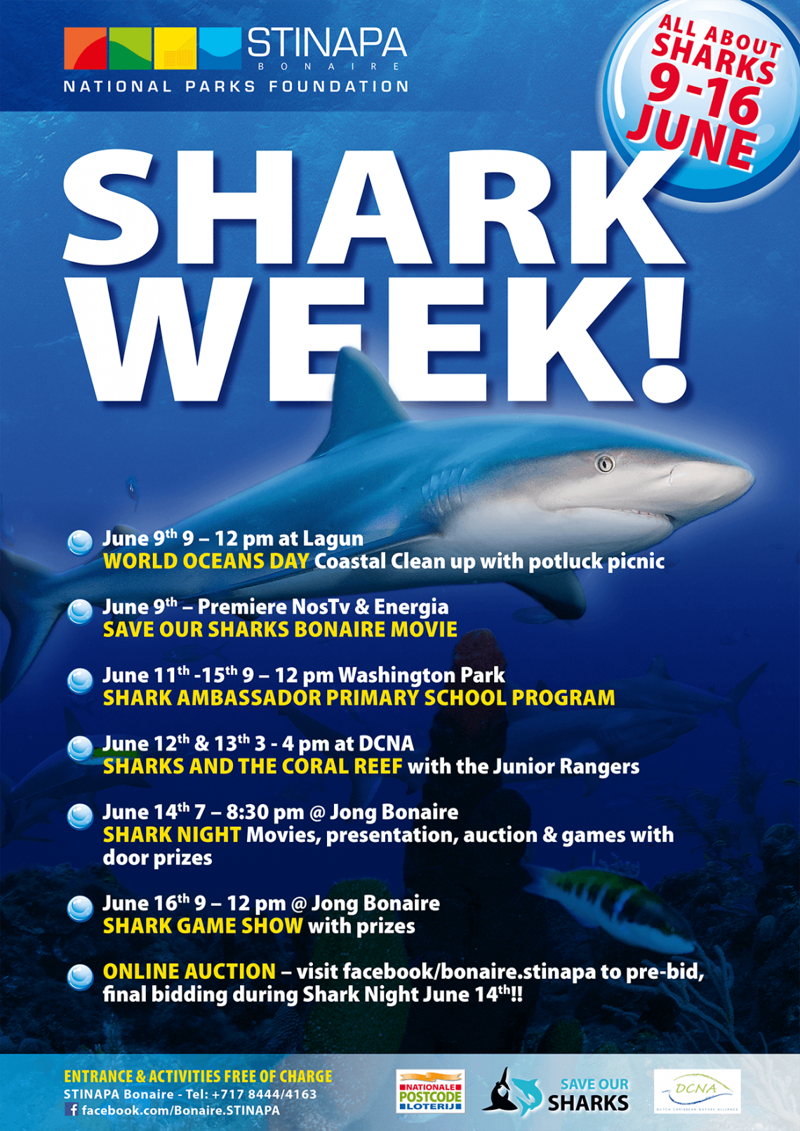 Events Bonaire Shark Week Save our Sharks NL